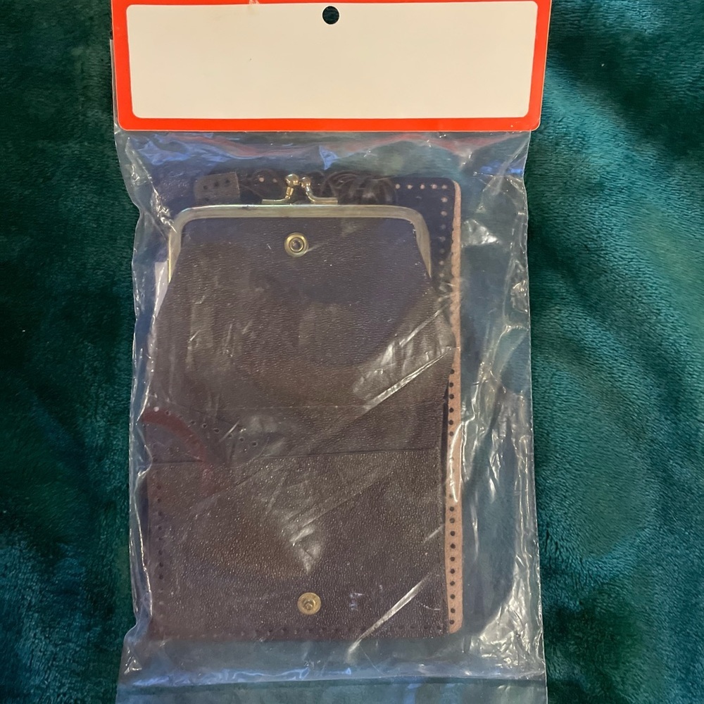 2 for $40 Vintage leather craft kit. Ladies clutch wallet with change purse